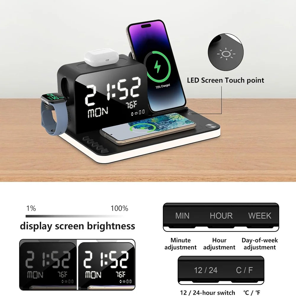 7 in 1 Wireless Charging Station with Dual iPhone Fast Charger