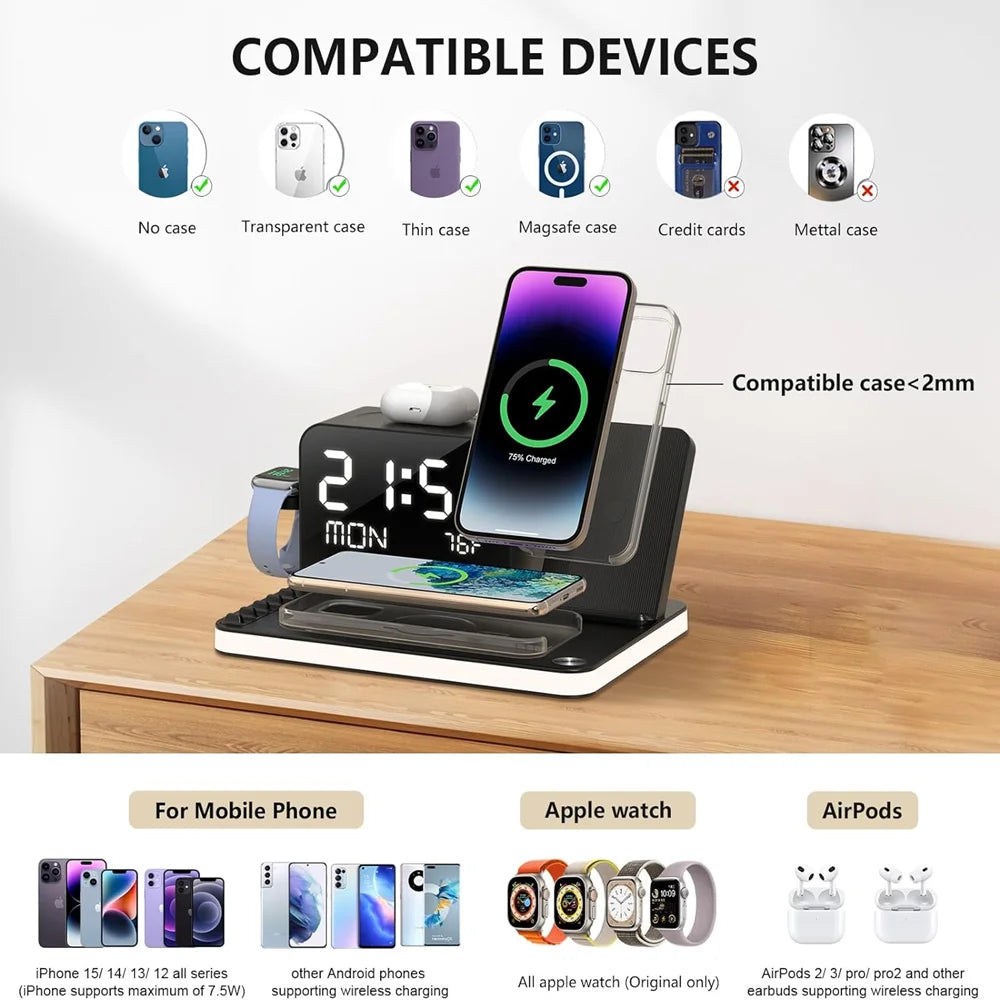 7 in 1 Wireless Charging Station with Dual iPhone Fast Charger