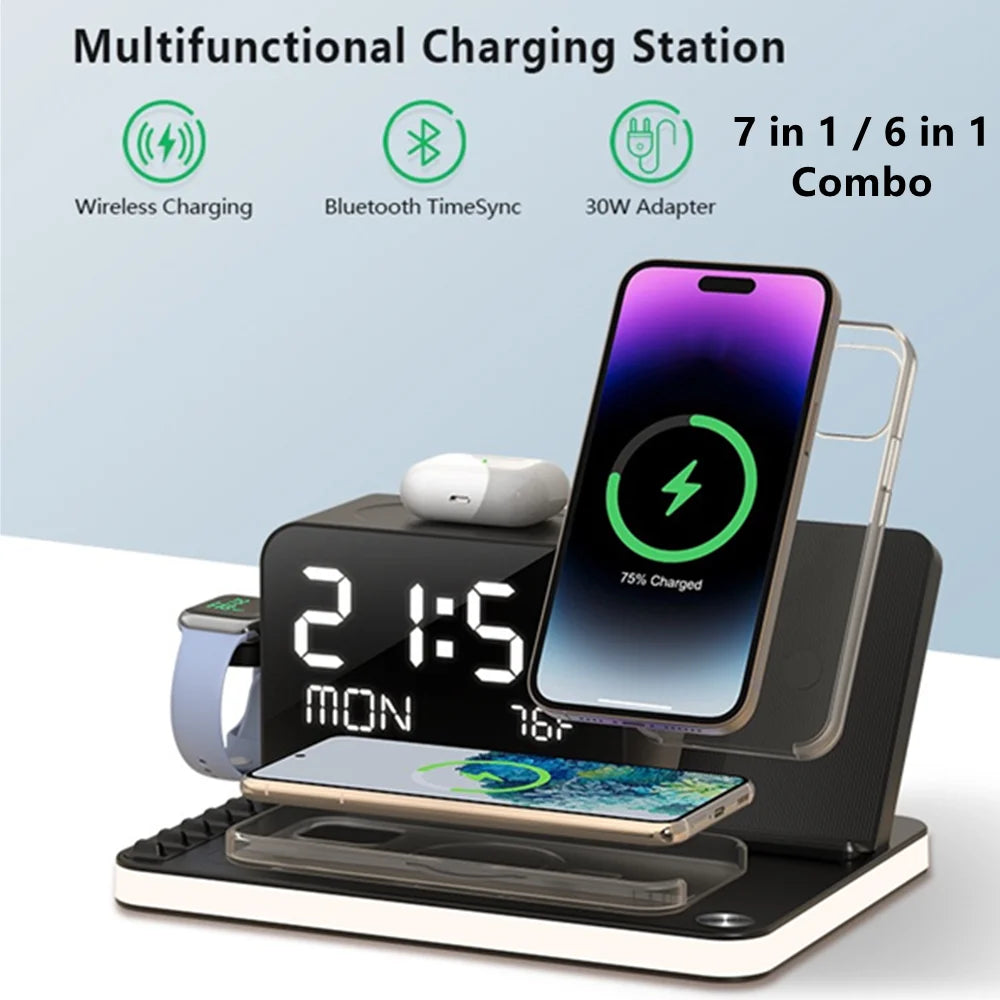 7 in 1 Wireless Charging Station with Dual iPhone Fast Charger