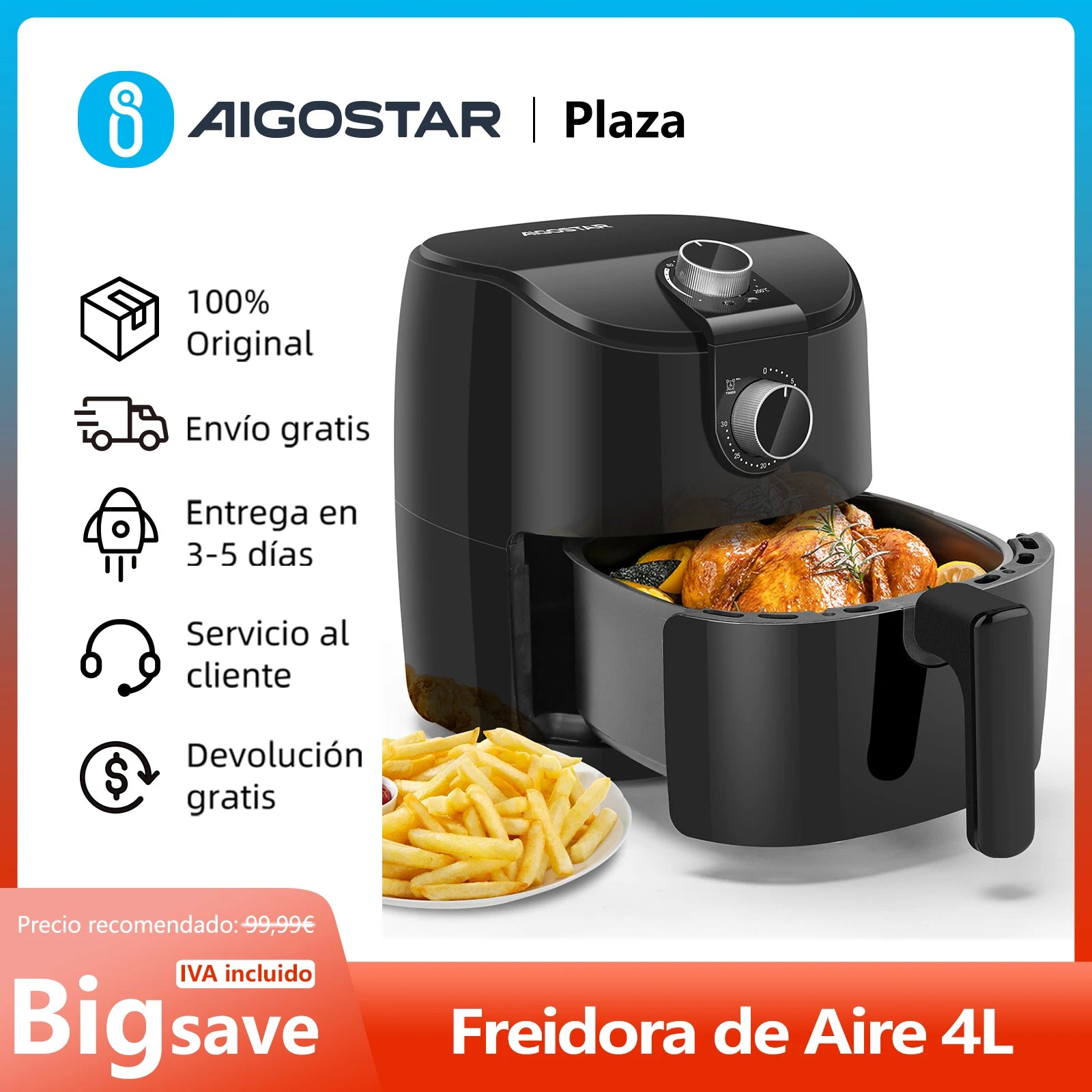 AIGOSTAR 1500W 4L Electric Cooker