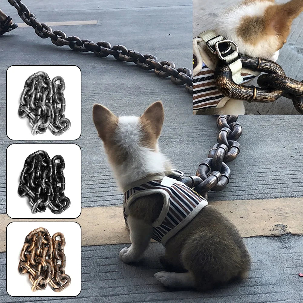 Funny Dog Leash Simulation Life-Like Iron Chain